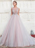 Tulle Bateau Ball Gown Prom Dress With Lace Appliques LBQ1599